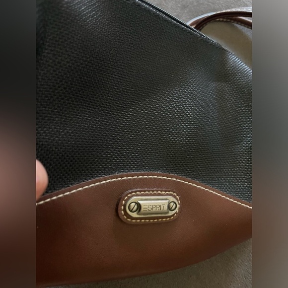 Vintage Esprit Purse Two Tone Black Brown 90s Shoulder Crossbody Bag Retro Small - Picture 5 of 12